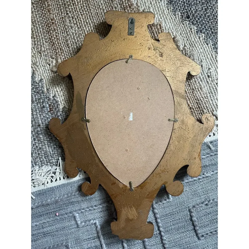 Vintage Wall Mirror Hollywood Regency Style Gold Ornate baroque 18x14”